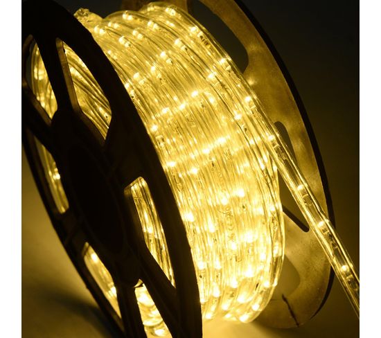 10m Tube Lumineux Extérieur LED Guirlande Lumineuse Décoration Avec 360 Lampes Beige