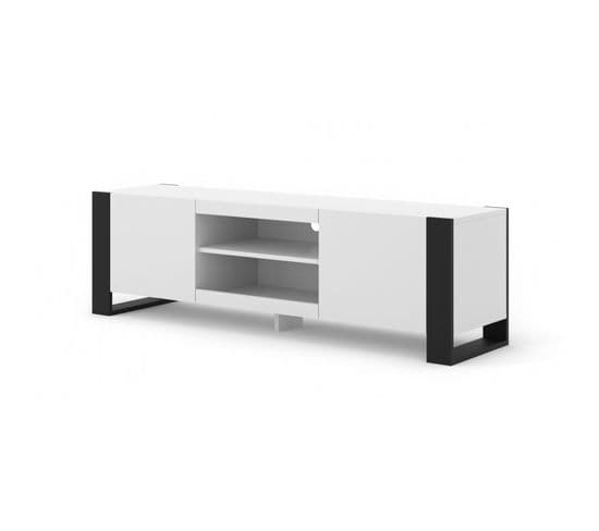 Meuble TV Side Board Rtv Couleur Blanc Mat 158x40x47cm