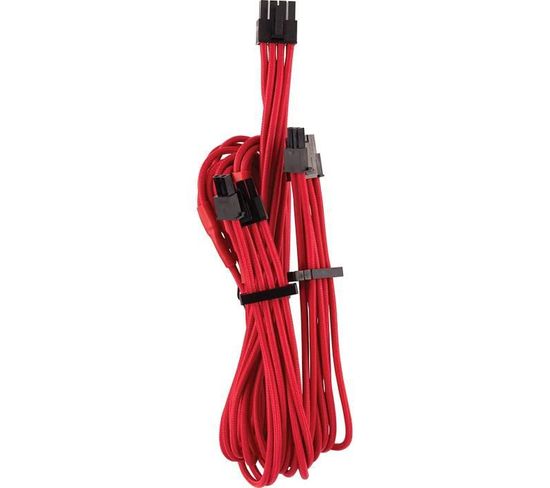 Premium Individually Sleeved Split PCie Cable (2 Connectors), Type 4 (generation 4), Red