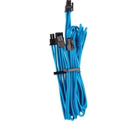 Premium Individually Sleeved Split PCie Cable (2 Connectors), Type 4 (generation 4), Blue