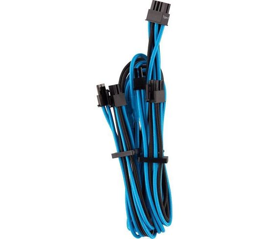 Premium Individually Sleeved Split PCie Cable (2 Connectors), Type 4 (generation 4), Blue/black