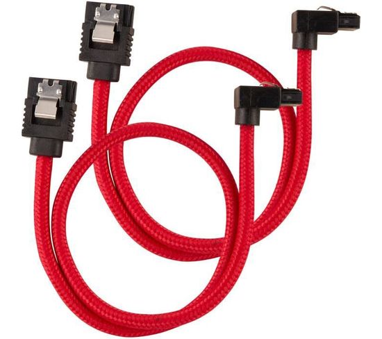 Câble Gainé Premium Sata 6gbps Rouge 30 cm 90° - (cc-8900280)