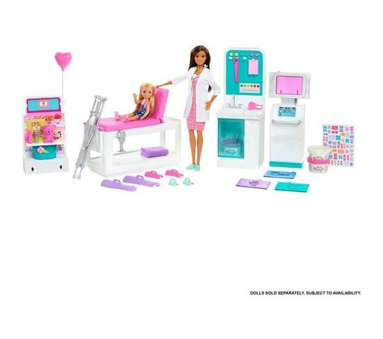 Barbie - Coffret Clinique De Barbie Avec Poupée Docteur Brune Et Plus De 30 Éléments Et Accessoires
