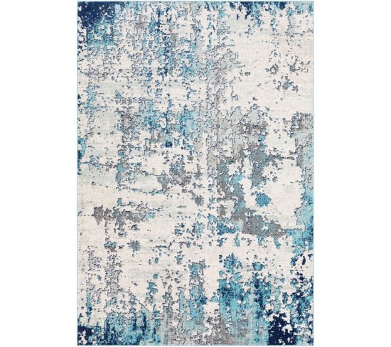 Tapis Abstrait Moderne Bleu/gris/blanc 160x220
