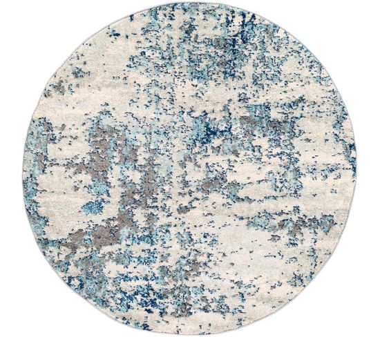 Tapis Abstrait Moderne Bleu/gris/blanc Ø 160
