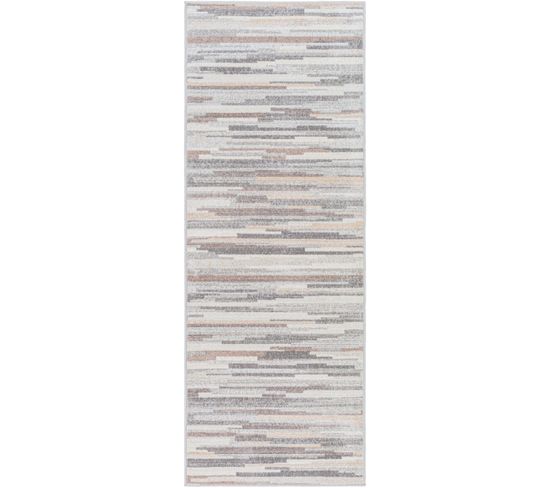Tapis Couloir Scandinave Moderne Blanc/marron 80x220