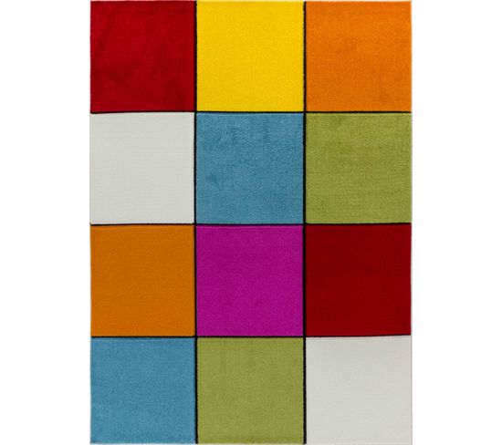 Tapis Scandinave à Carreaux - Multicolore - 200x275cm