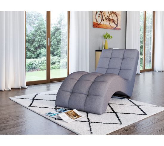 Chaise longue PATIO tissu Alfa gris chiné