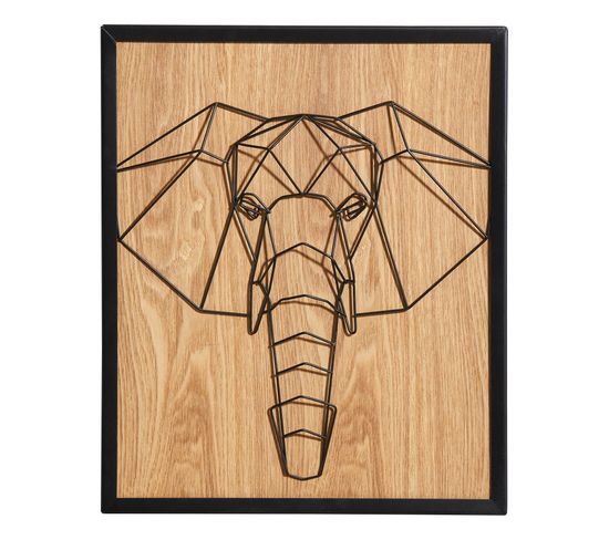 Tableau 48x40 cm ELEPHANT Naturel / Noir