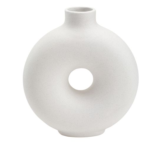 Vase en grès H. 28 cm Circle Blanc