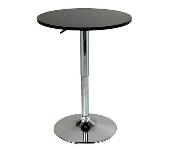 Table Haute En Mdf Et Acier Chromé Réglable En Hauteur Noir 19_0000376