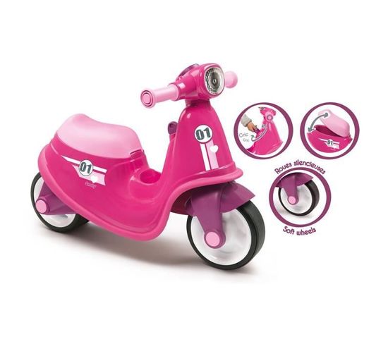 Porteur Scooter Roues Silencieuses Rose