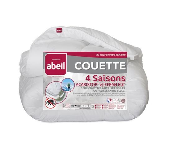 Couette 4 Saisons Anti-acariens Polyester 500 Gr/m² 140x200 Cm Blanc