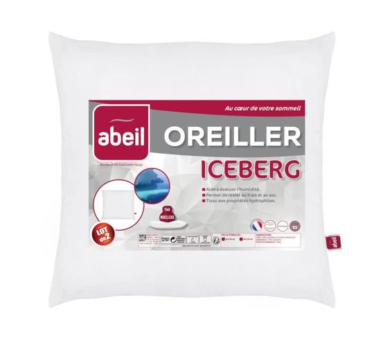 Lot De 2 Oreillers Moelleux Iceberg 60x60 Cm Blanc