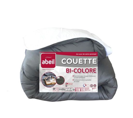 Couette Chaude Bicolore 220x240 Cm Blanc Et Gris