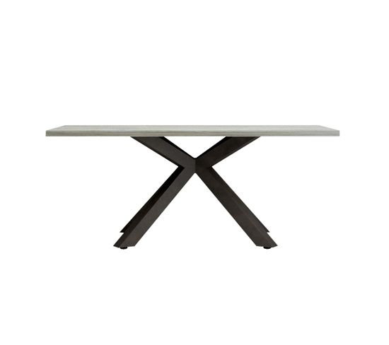 Table L.180 pied central BAXTER imitation chêne/ gris