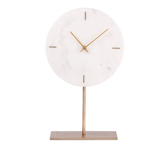 Horloge Sur Pied Marbre Blanc 25 Cm