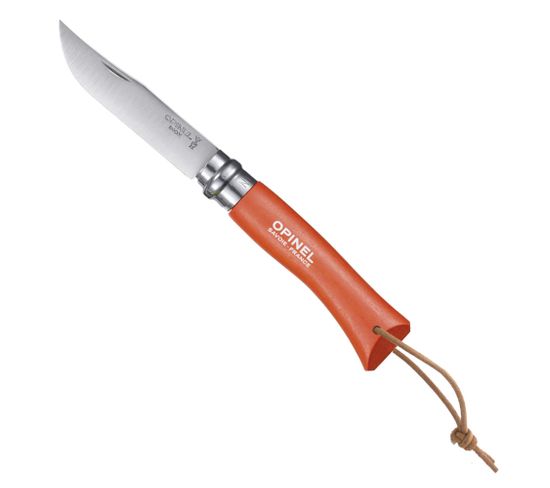 Couteau Baroudeur N°7 - Lame 8 Cm Orange Avec Lien En Cuir