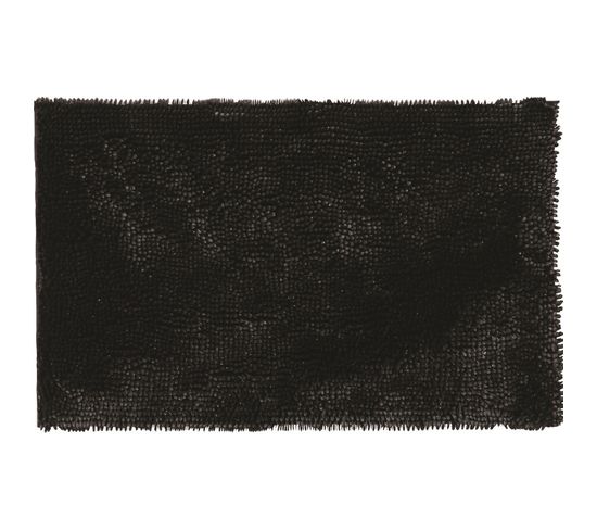 Shiny - Tapis De Bain En Polyester Uni Noir 50x80cm