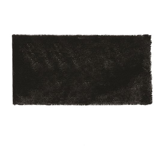 Shiny - Tapis De Bain En Polyester Uni Noir Argenté 60x120cm