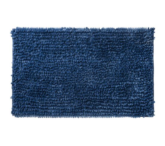 Silky - Tapis De Bain En Polyester Uni Bleu Irisé 50x80cm
