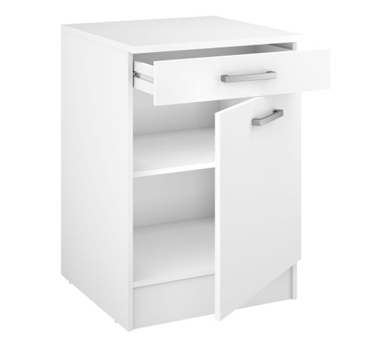 Ensemble Cuisine UNO - Blanc mat - L.220 cm vue de profil