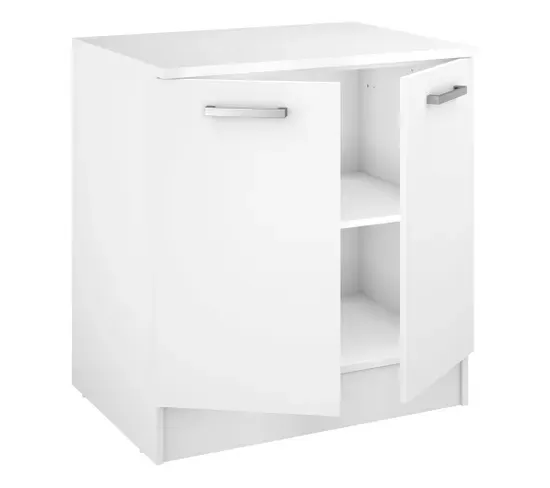 Ensemble Cuisine UNO - Blanc mat - L.220 cm vue de profil