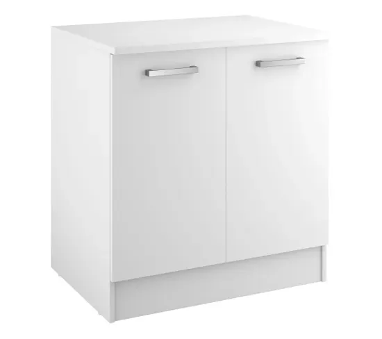 Ensemble Cuisine UNO - Blanc mat - L.220 cm vue 3/4