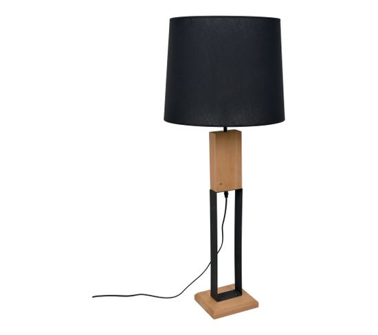 Lampe bois GM H. 100 cm HAUSSMANN naturel / noir