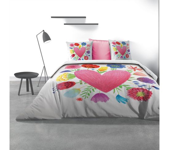 Parure De Lit Fleurs D'amour Avec Housse De Couette Et ...