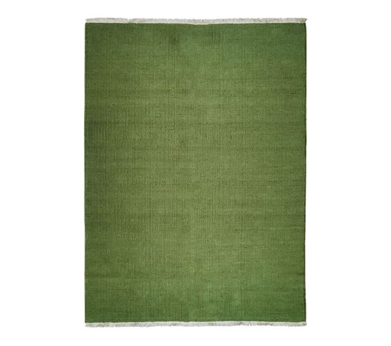 Tapis En Jute Et Coton Avec Franges Vert Foncé 120x170 - Essence