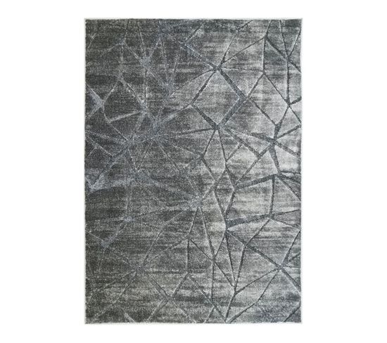 Tapis Avec Relief Motif Triangles Gris 140x200 - Softy Triangles