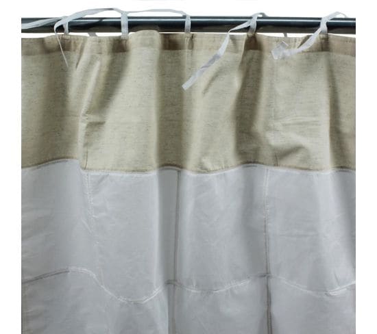 Rideau En Coton à Nouettes Blanc Et Naturel 150x250 - Quatrain