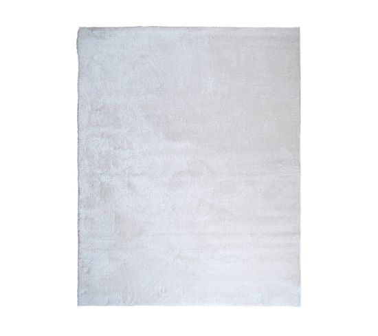 Tapis Uni Tout Doux Blanc En Polyester 160x220 - Tendrement