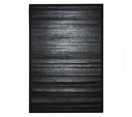 Tapis En Bambou Larges Lattes Et Ganse Noir 160x230 - Solo Bamboo