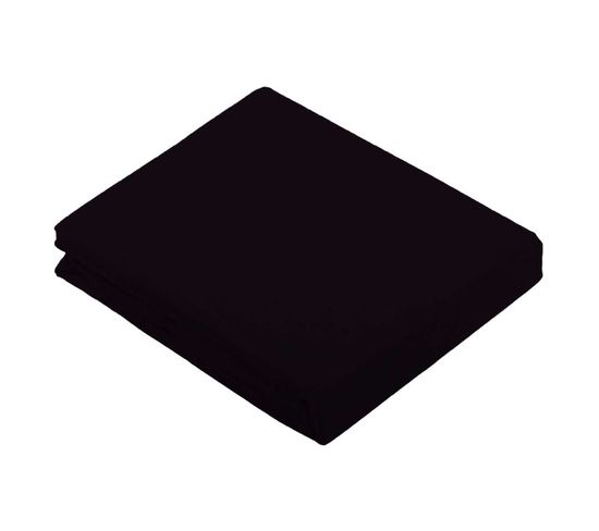 Drap Plat Uni En 100 % Coton - 180x290 Cm - Noir