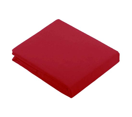 Drap Plat Uni En 100 % Coton - 180x290 Cm - Rouge