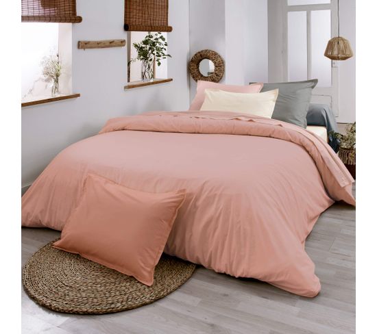 Housse De Couette Coton Bio Made In France Rose 140x200