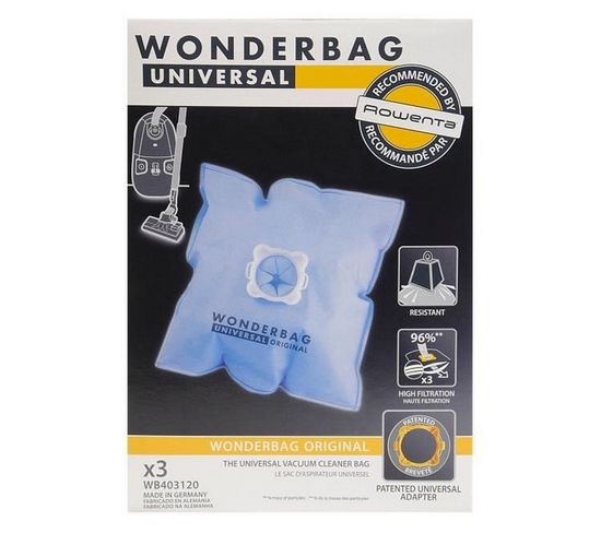 Sacs Microfibres Par 3 Wonderbag Wb403120 Pour Aspirateur Moulinex, Rowenta , Alto, Artec, Art [...]