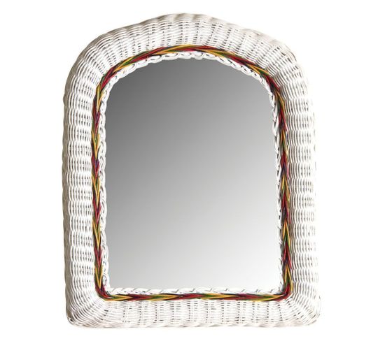 Miroir En Moelle De Rotin Laqué Blanc