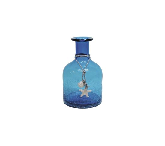Vase Petite Bouteille En Verre Teinté Bleu