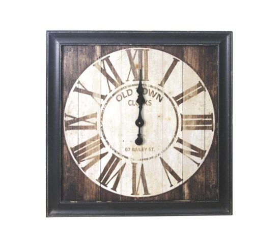 Horloge Carrée En Bois Vintage