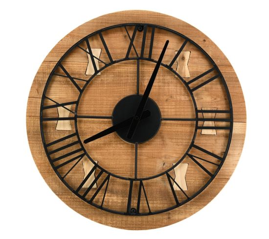 Horloge En Bois Recyclé Et Métal