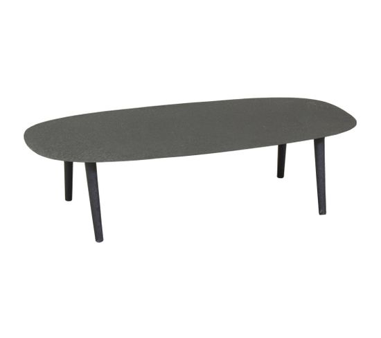 Table Basse Ovale En Métal Texturé Noir