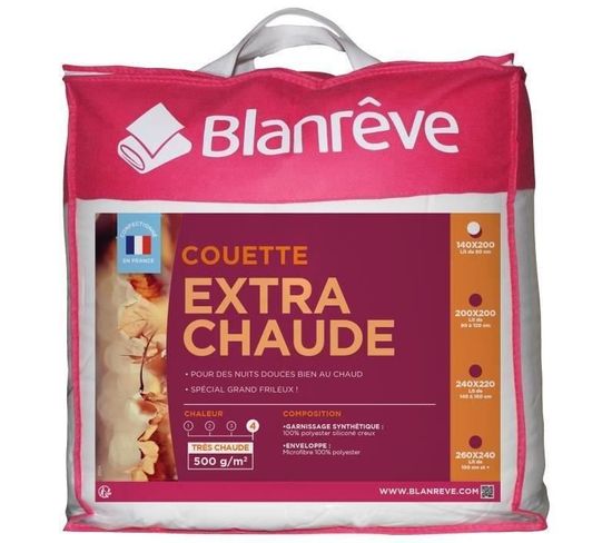 Couette Chaude Anti-acariens Polyester 500 Gr/m² 140x200 Cm Blanc