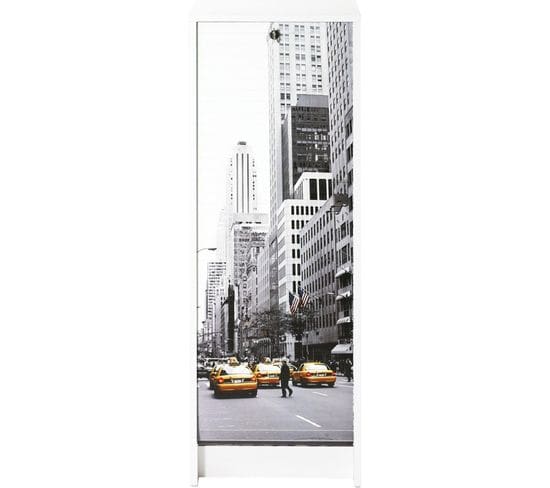 Classeur à Rideau Blanc 5 Niches Serrure 37,8 X 103,8 X 38,4 Cm - Coloris: Scene New York 504