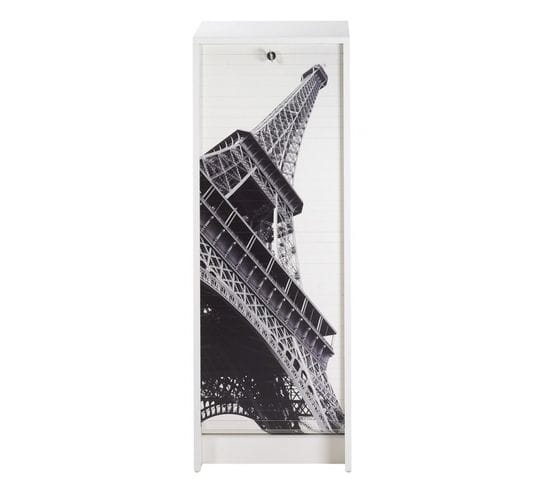 Classeur À Rideau Blanc 5 Niches Serrure 37,8 X 103,8 X 38,4 Cm - Coloris: Tour Eiffel 750 751