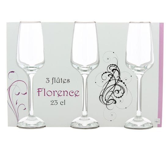 Set 3 flûtes à champagne 23cl FLORENCE Transparent
