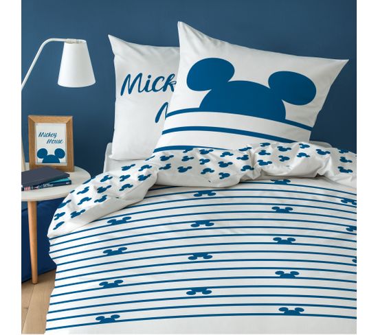 Parure De Lit Imprimée 100% Coton, Disney Home Mickey Sail 140x200+63x63cm