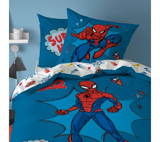 Parure De Lit Imprimée 100% Coton, Spiderman Home Avenger 140x200+63x63cm